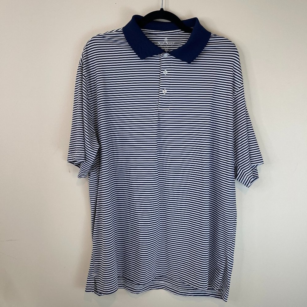XL Nat Nast Luxury Originals Striped Blue and White Polo Shirt